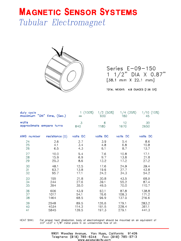 Tubular Electromagnet  E-09-150  Page 1