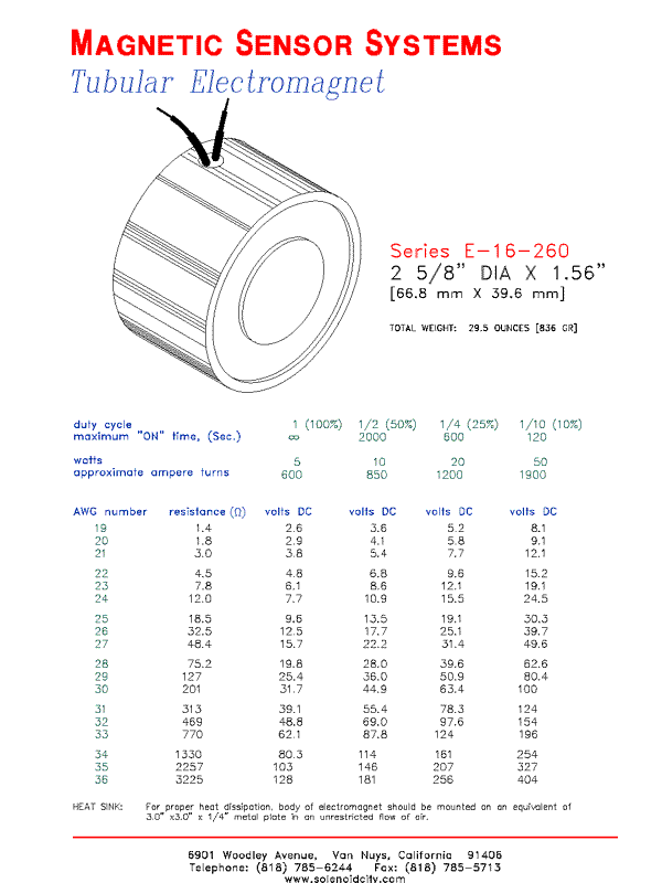 Tubular Electromagnet  E-16-260  Page 1