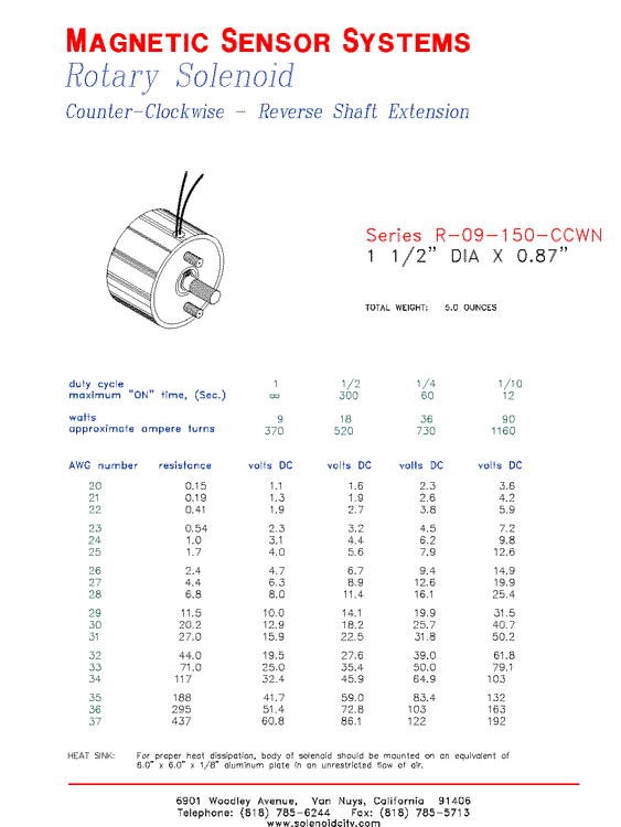 Rotary Solenoid  R-09-150-CCWN  Page 1