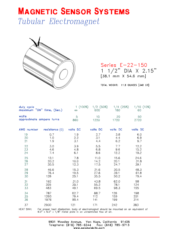 Tubular Electromagnet  E-22-150  Page 1