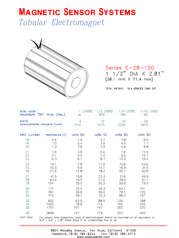 Tubular Electromagnet  E-28-150  Page 1