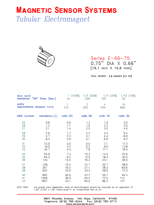 Tubular Electromagnet  E-66-75  Page 1