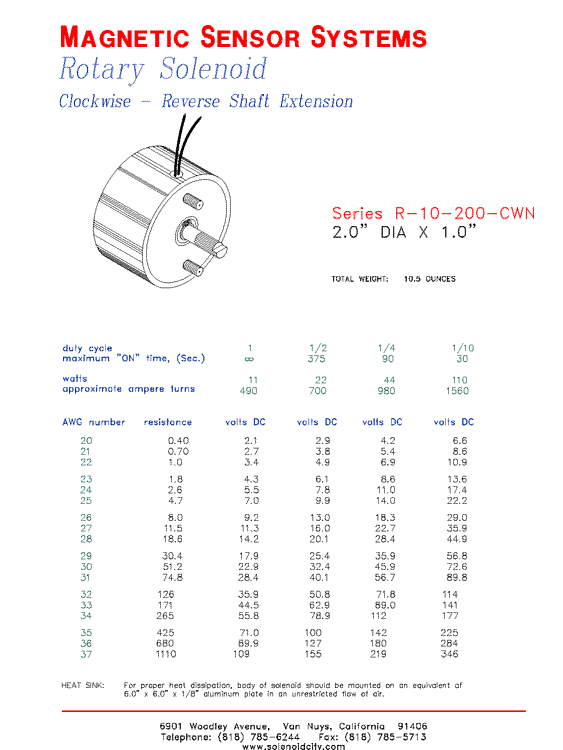 Rotary Solenoid  R-10-200-CWN  Page 1